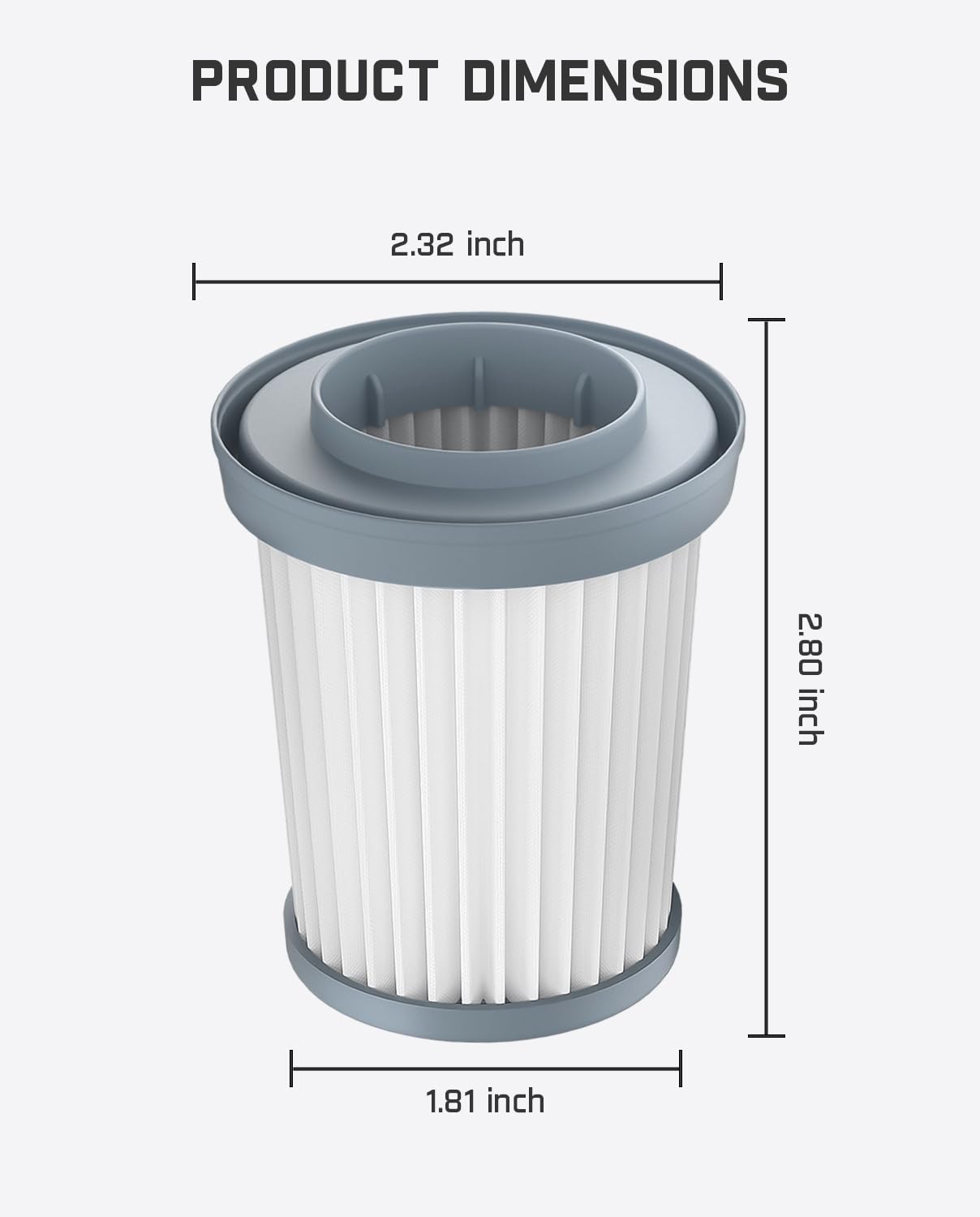 Fanttik HEPA Filters Fits for Fanttik V10 Mate and V10 Apex Car Vacuum, 2-Pack Replacement Filters with High Filterability, Washable and Reusable, Easy to Clean and Assemble