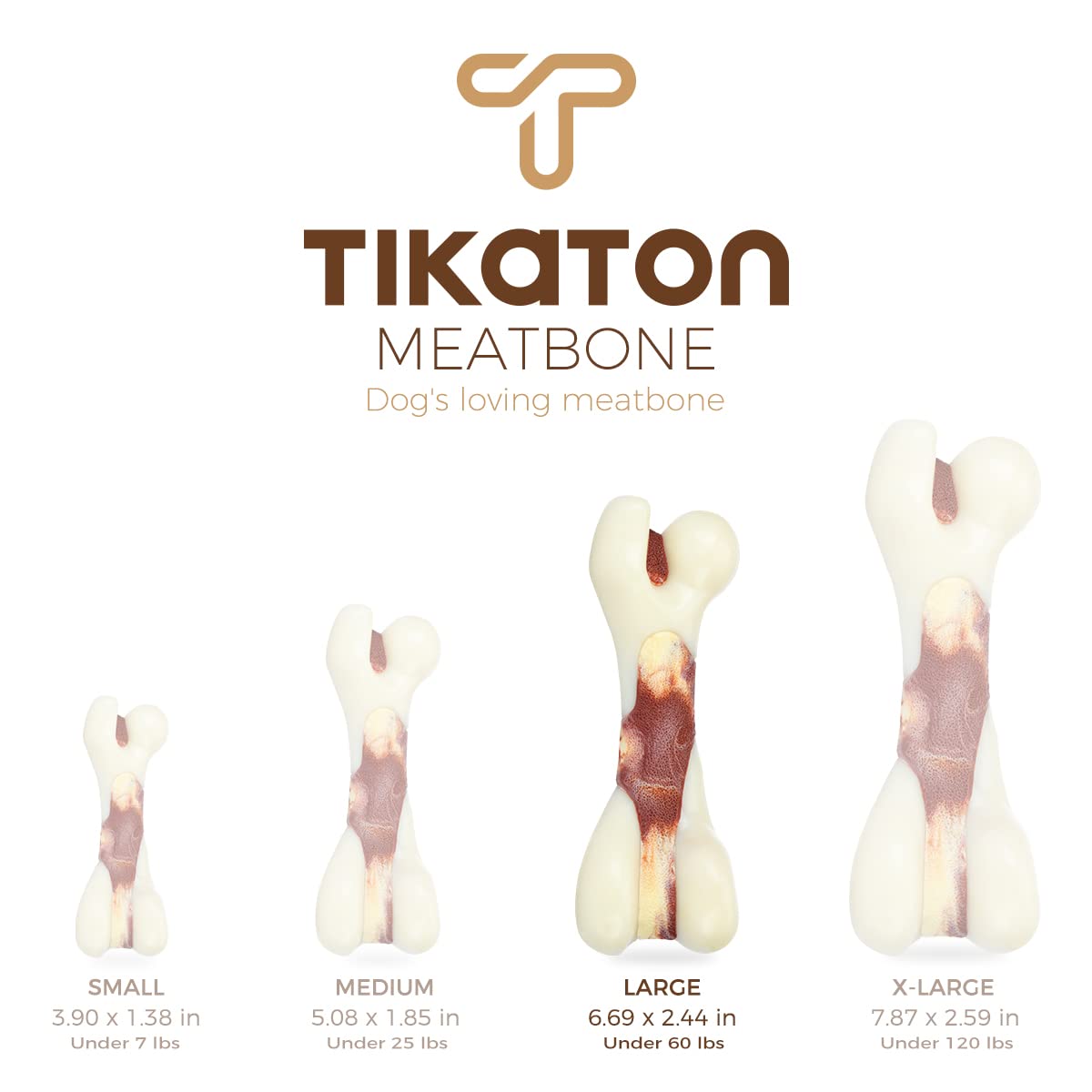 Tikaton Indestructible Dog Chew Toys for Aggressive Chewers, Beef Flavor Durable Dog Teething Chew Toys Bones for Large/Medium/Small Puppies