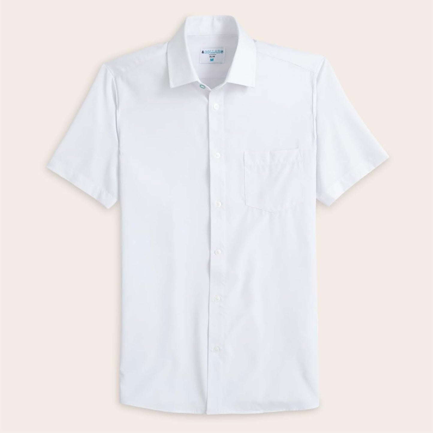 &COLLAR Athletic Fit Short Sleeve Performance Men's Dress Shirt White M