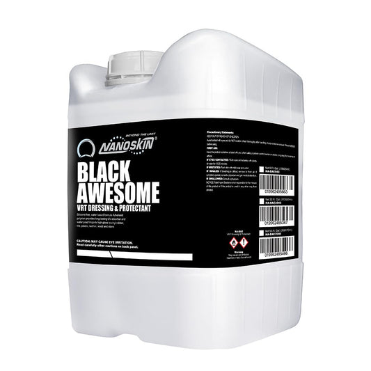 Nanoskin BLACK AWESOME Silicone-Free VRT Dressing Protectant 5 Gallons – Adjustable Like-New Finish to Vinyl, Rubber, Tire, Trim, Plastic, Interior & More | Safe for Cars, Trucks, Motorcycles, RVs