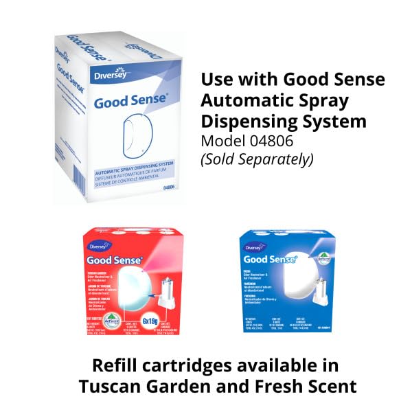 Diversey 101109644 Good Sense Odor Neutralizer & Air Freshener, Commercial Automatic Spray System, Fresh Scent, Refill Cartridge, 0.67-Ounce, 12-Count (2 Boxes of 6)