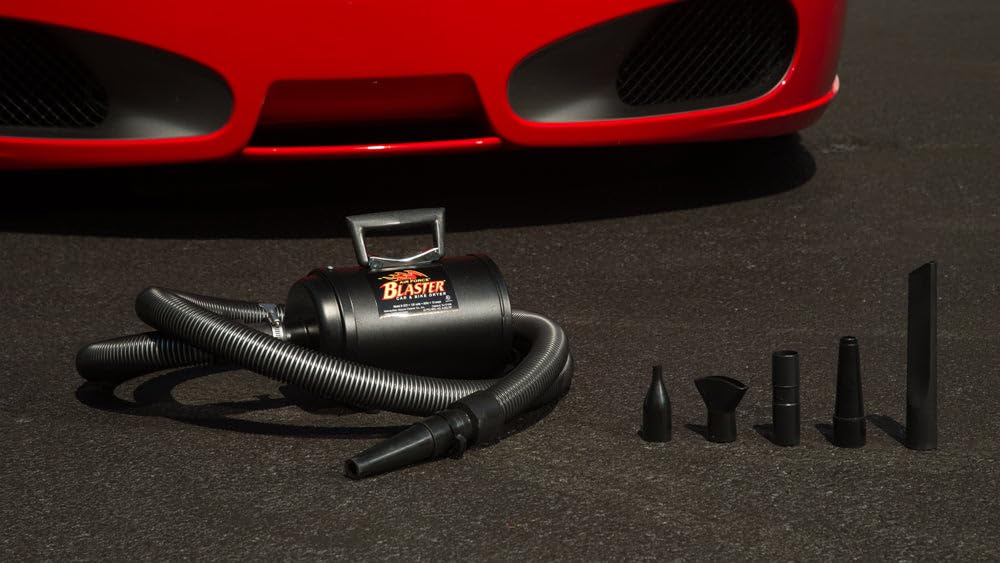 METROVAC Air Force Blaster, Lightweight Car & Motorcycle Vacuum Cleaner, Dryer with Truck Air Duster - Black