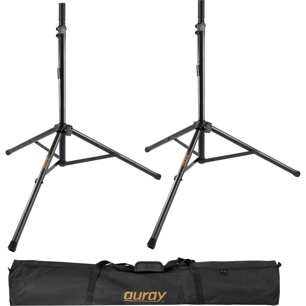 Mackie Thump212 1400W 12" Powered PA Loudspeaker System (Pair) Bundle with Auray SS-47S-PB Steel Speaker Stands, Carrying Case, and 2X 20 XLR-XLR Cable