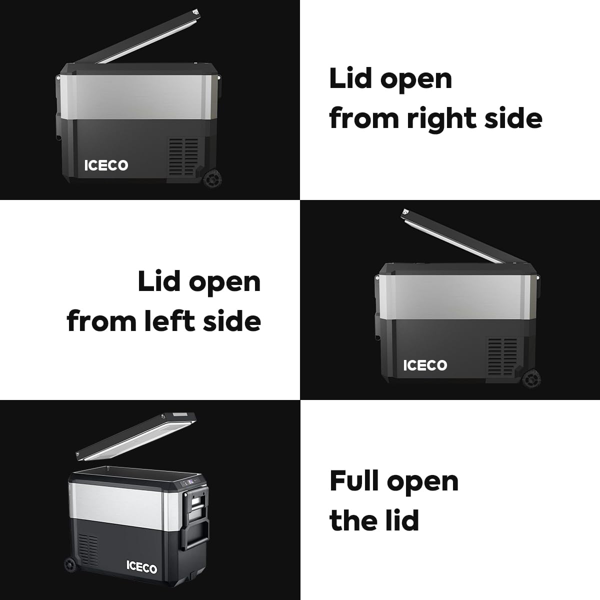 ICECO JP50 Pro Portable Refrigerator,12Volt Car Fridge Freezer, Compact Refrigerator with Secop Compressor, for Outdoor, Camping 51.7 Quart, -4℉～68℉, DC 12/24V, AC 110/240V, Multi-directional Lid