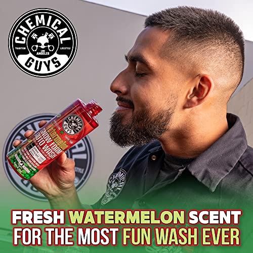 Chemical Guys CWS208 Watermelon Snow Foam Car Wash Soap (Works with Foam Cannons / Guns or Bucket Washes) Safe for Trucks, Motorcycles, RVs & More, 128 fl oz (1 Gallon), Watermelon Scent