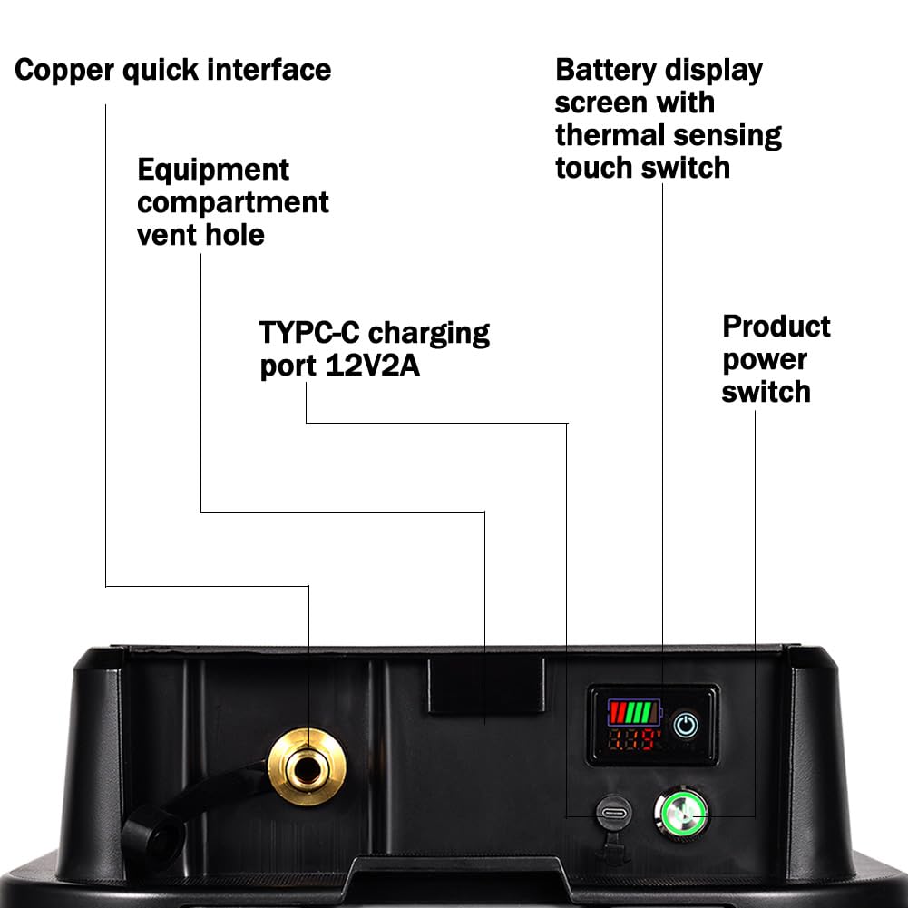 OYOOQO Cordless Portable Power Washer - 10 Gal Built-in Tank, 330 PSI Max, 5 Hrs Runtime, Wheel-Mounted & Hoseless, Perfect for Car Wash, Portable Shower, Garden/Patio, Camping & Outdoor Cleaning