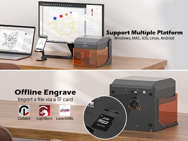 Genmitsu Kiosk 10W Laser Engraver, Light Weight & Portable Laser Engraver Machine, Home Laser Cutter with Acrylic Enclosure for DIY Wood/Leather/Metal, 3.9 x 3.9inch Engraving Area, Laser Safety Class 1