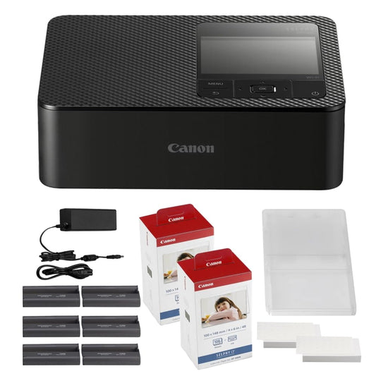 Canon SELPHY CP1500 Compact Photo Printer | Black with 2 x KP-108IN Color Ink and Paper Set (3 Items)
