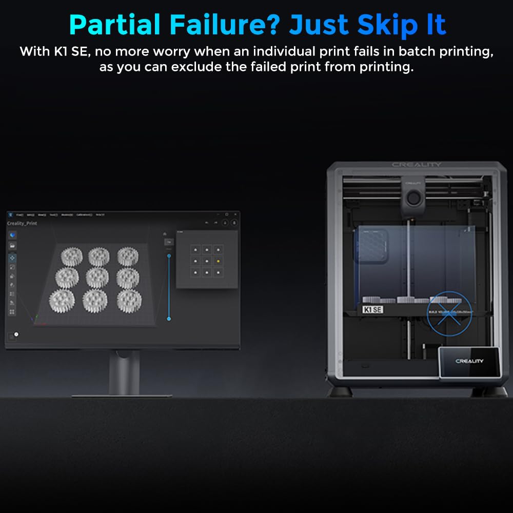 Creality K1 SE 3D Printer, with 600 mm/s Printing Speed CoreXY Auto Leveling and Z-Offset, 300℃ Dual-Gear Direct Extruder Full Metal Die Cast Upgraded K1, Printing Size 8.66x8.66x9.84 inch
