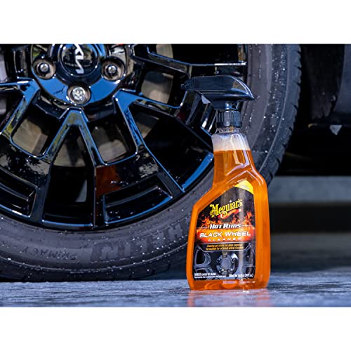 Meguiar's Hot Rims Black Wheel Cleaner, Deep Foaming Gel Specially Formulated to Effectively Clean Matte, Gloss, Satin, and Chrome Black Wheels, 24 Oz Spray Bottle