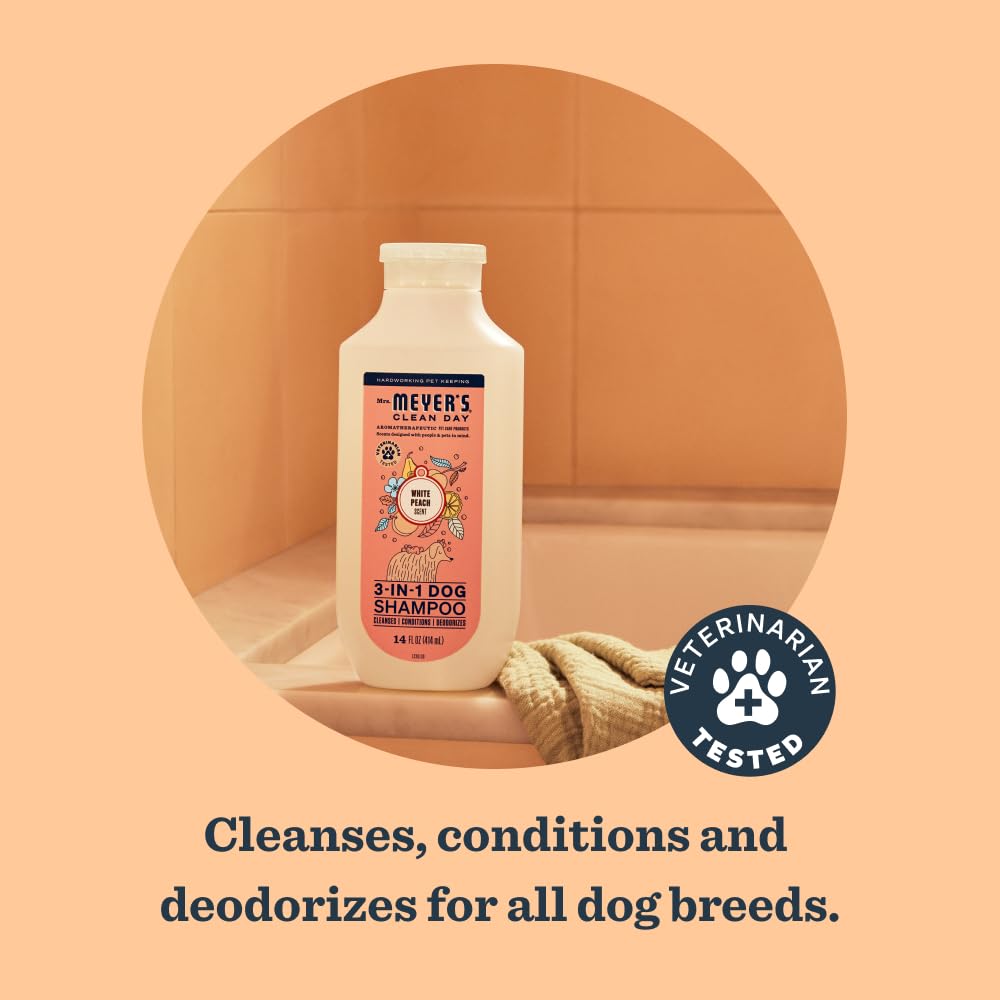 MRS. MEYER'S CLEAN DAY 3 in 1 Dog Shampoo, White Peach Scent, 14oz