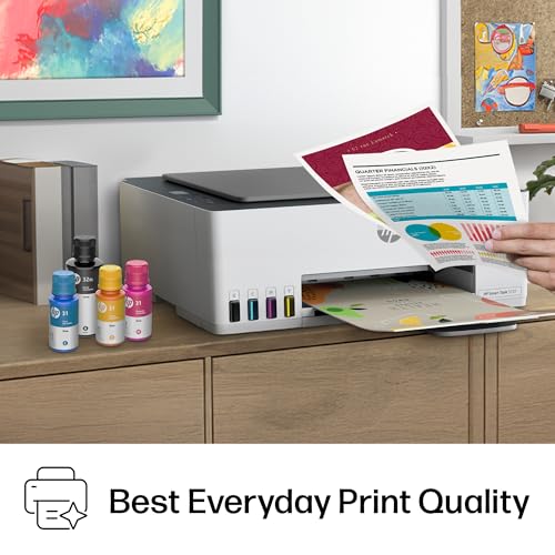 HP Smart Tank 5101 Wireless All-in-One Ink Tank Printer, Scanner, Copier with 2 years of ink and 100 sheets of photo paper included, Best-for-home, Refillable, AI-enabled (1F3Y0A)