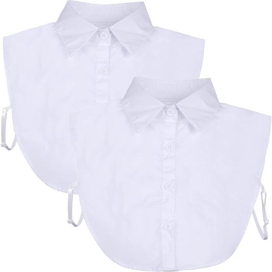 Tatuo 2 Pieces Fake Collar Detachable Collar for Women Shirts Dickey Half False Blouse Dickey(Medium,White)