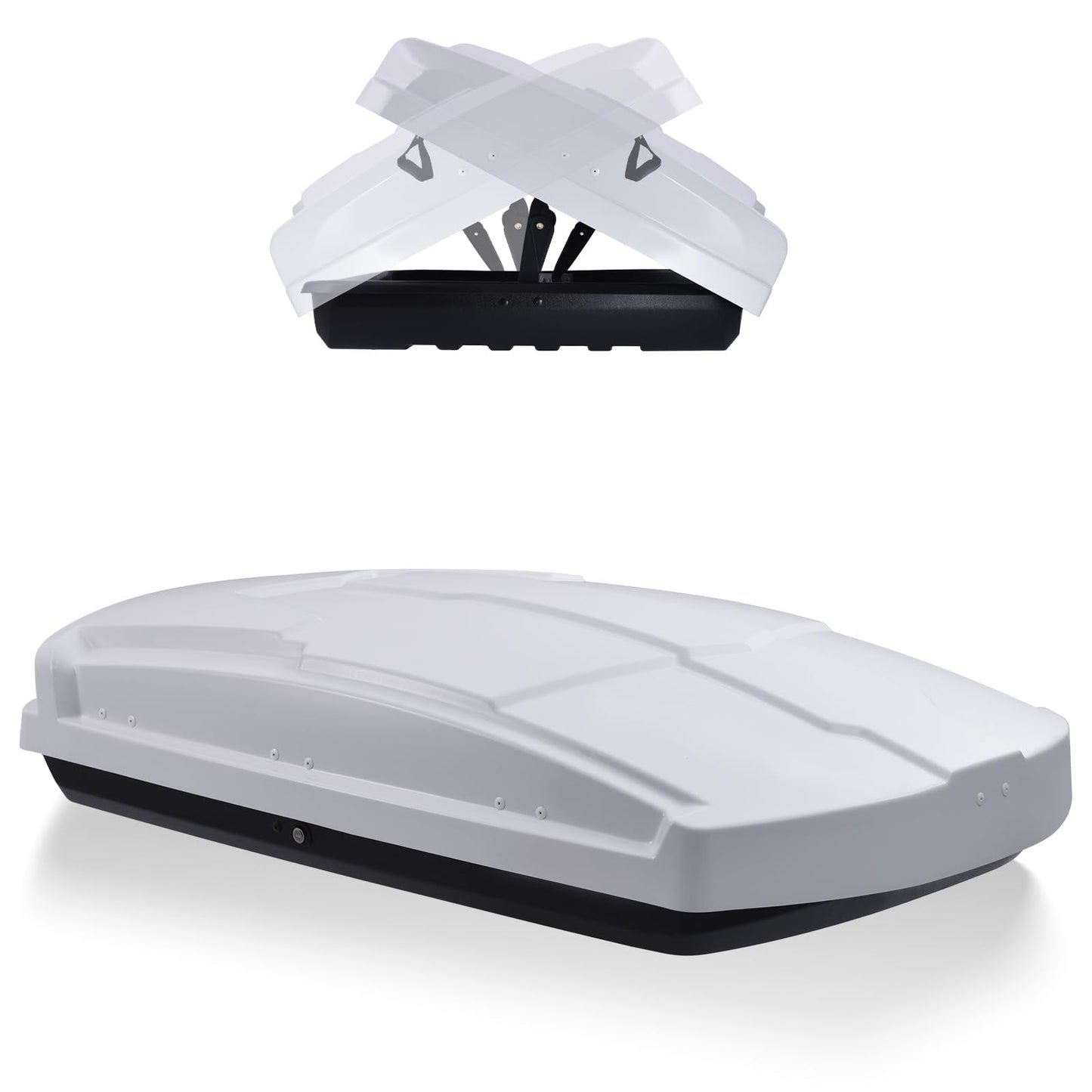 QUAWIP Rooftop Cargo Box,Rooftop Cargo Carrier Hard Shell with Security Keys, Waterproof Heavy Duty Roof Cargo Box, 58.3 (L) x 35.4 (W) x 13(H) Inches 15.5 Cubic Feet (Tool-Free Install) White