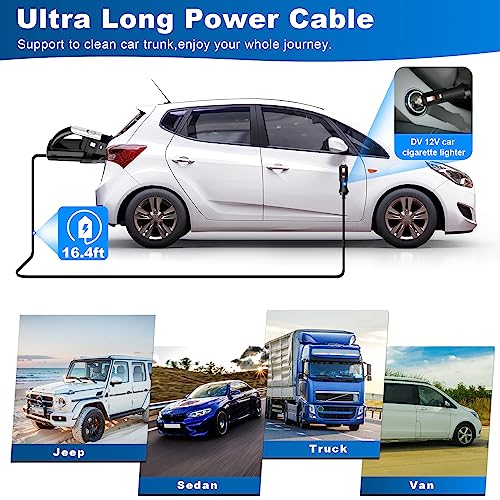 DRECELL Car Vacuum, Portable Vacuum Cleaner with Powerful 7000PA Suction, DC 12V Power 16.4Ft Cord Vacuum Cleaner, LED Light, 0.33L Capacity, Car Accessories for Men/Women