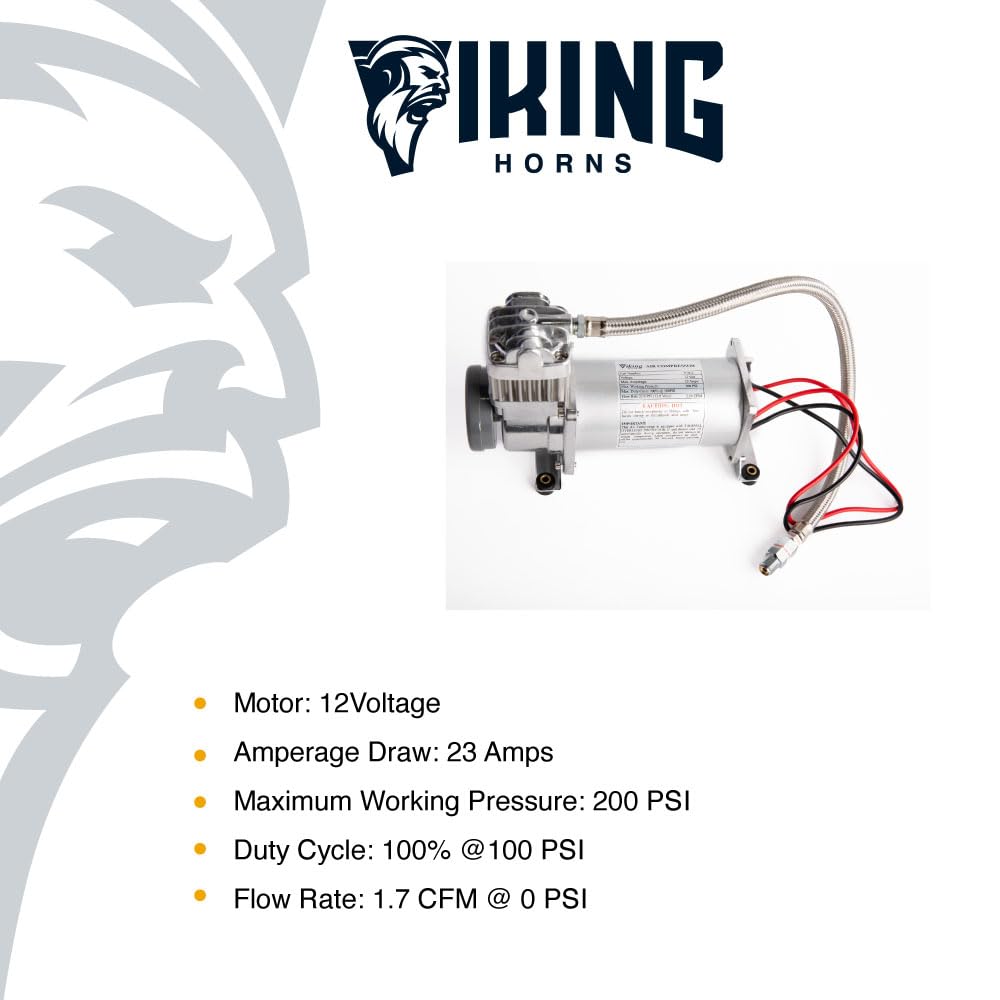 Viking Horns V103C Heavy-Duty 200 PSI Air Compressor for Train Horns