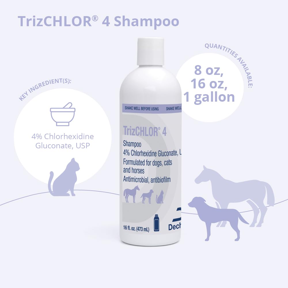 TrizCHLOR 4 Shampoo for Dogs, Cats and Horses, 16 Ounce
