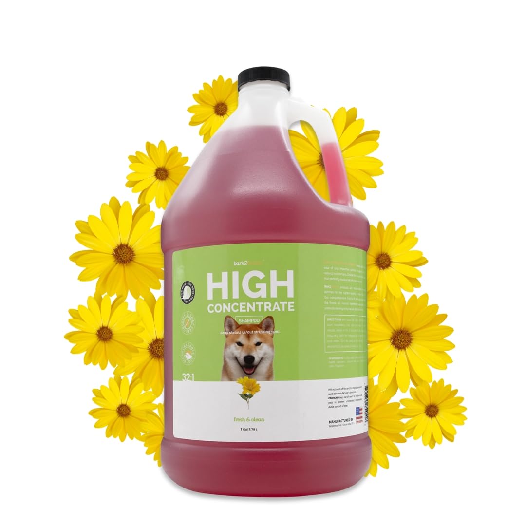 Bark2Basics High Concentrate Dog Shampoo, 1 Gallon - All Natural Ingredients, Deep Cleaning, 32:1 Concentration, Fresh Scent, Moisturizing, Super Concentrated