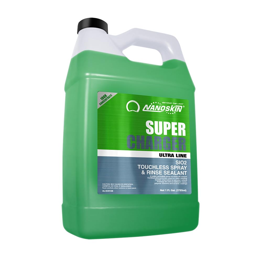 Nanoskin Ultra Line SUPER CHARGER SiO2 Touchless Spray-On/Rinse-Off Sealant 1 Gallon- Car Wash Paint & Glass Spray for Car Detailing | Safe for Cars, Trucks, Motorcycles, RVs & More | 100:1 Dilution