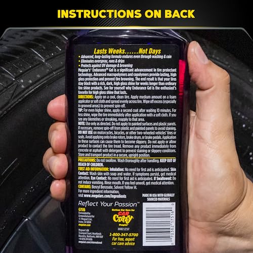 Meguiar's G7516 Endurance Tire Gel, Premium Tire Gel for a Lasting Glossy Shine - 16 Oz Bottle, PURPLE