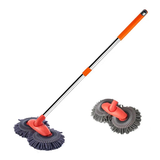 ARTYNSH Car Washer Mop Foam Wash Brush Double Brush Head Roof Window Cleaning Maintenance Three-Section Telescopic Mop Car Accessories(1 Mop and 1 Mop Head)
