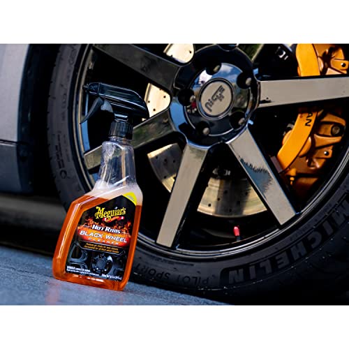 Meguiar's Hot Rims Black Wheel Cleaner, Deep Foaming Gel Specially Formulated to Effectively Clean Matte, Gloss, Satin, and Chrome Black Wheels, 24 Oz Spray Bottle
