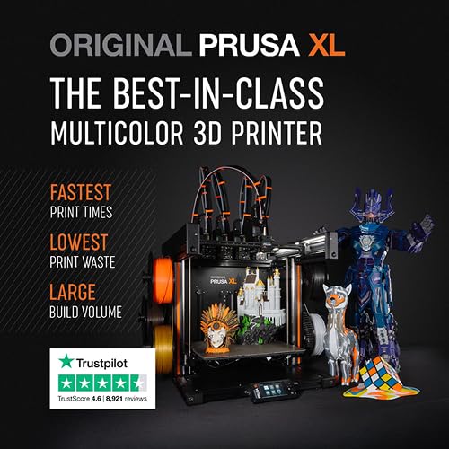 Original Prusa XL Assembled 2-toolhead 3D Printer, Large-Scale CoreXY 3D Printer, Assembled and Tested, Build Volume of 14.17×14.17×14.17 in, 2 Independent toolheads, Multi-Material Experience