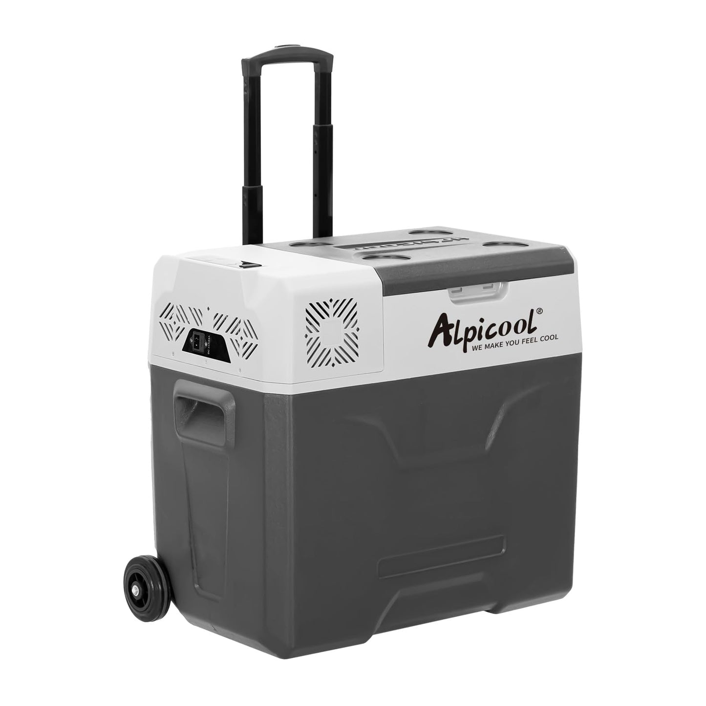Alpicool CX50 Portable Refrigerator 50 Quart(47.3 Liter) with Trolley Vehicle, Car, Truck, RV, Boat, Mini Fridge Freezer for Driving, Travel, Fishing, Outdoor-12/24V DC