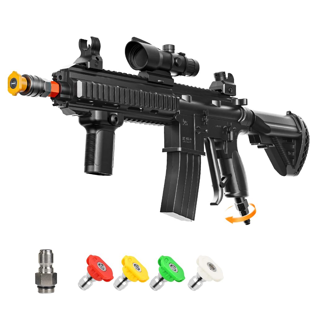 Pressure Washer Gun with Swivel – 3600 PSI High Pressure Spray Gun with 3/8" Quick Connect Plug – Foam Cannon Compatible Power Washer Handle for Car, Home & Outdoor Cleaning (Black)