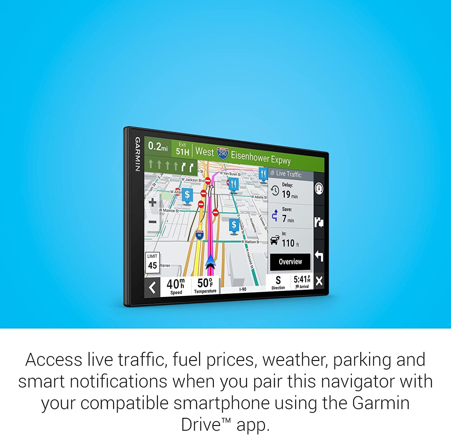 Garmin DriveSmart 86 8-inch Bright Crip Glass Screen Car GPS Navigator (010-02471-00) (Renewed)