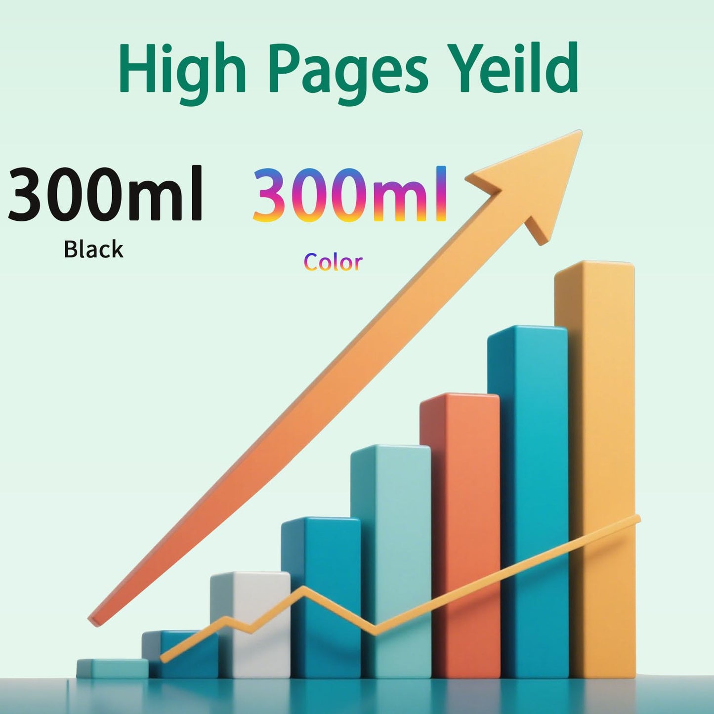 LPRINTCI 764 Ink Cartridges 6 Pack Compatible for HP 764 Ink Cartridges for DesignJet T3500 Printers （MBK,PBK,CY,MG,YL,300ML）