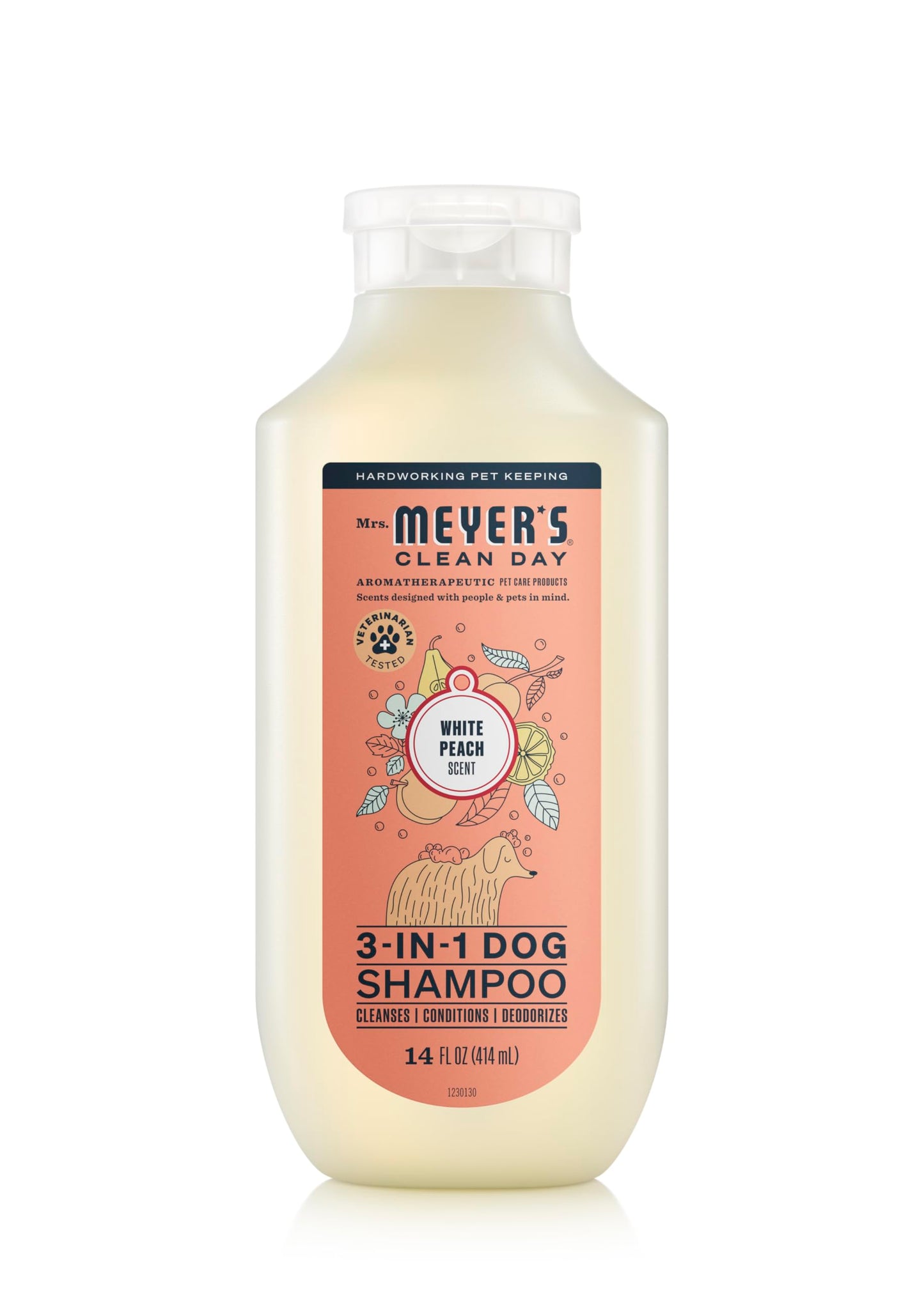 MRS. MEYER'S CLEAN DAY 3 in 1 Dog Shampoo, White Peach Scent, 14oz