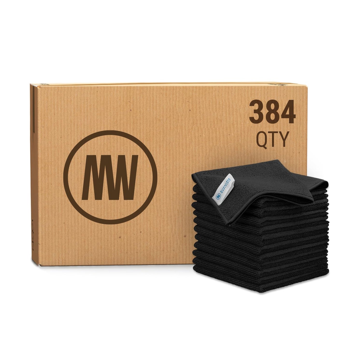 MW Pro Bulk Microfiber Cleaning Cloths Wholesale | Black - Case: 384 Quantity | Size 12" x 12" | Premium Microfiber Towels for Cleaning Glass, Kitchens, Bathrooms, Automotive…