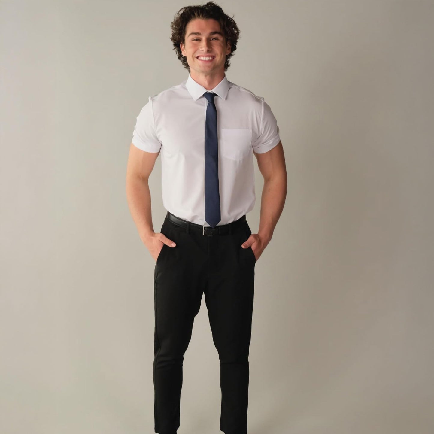 &COLLAR Athletic Fit Short Sleeve Performance Men's Dress Shirt White M