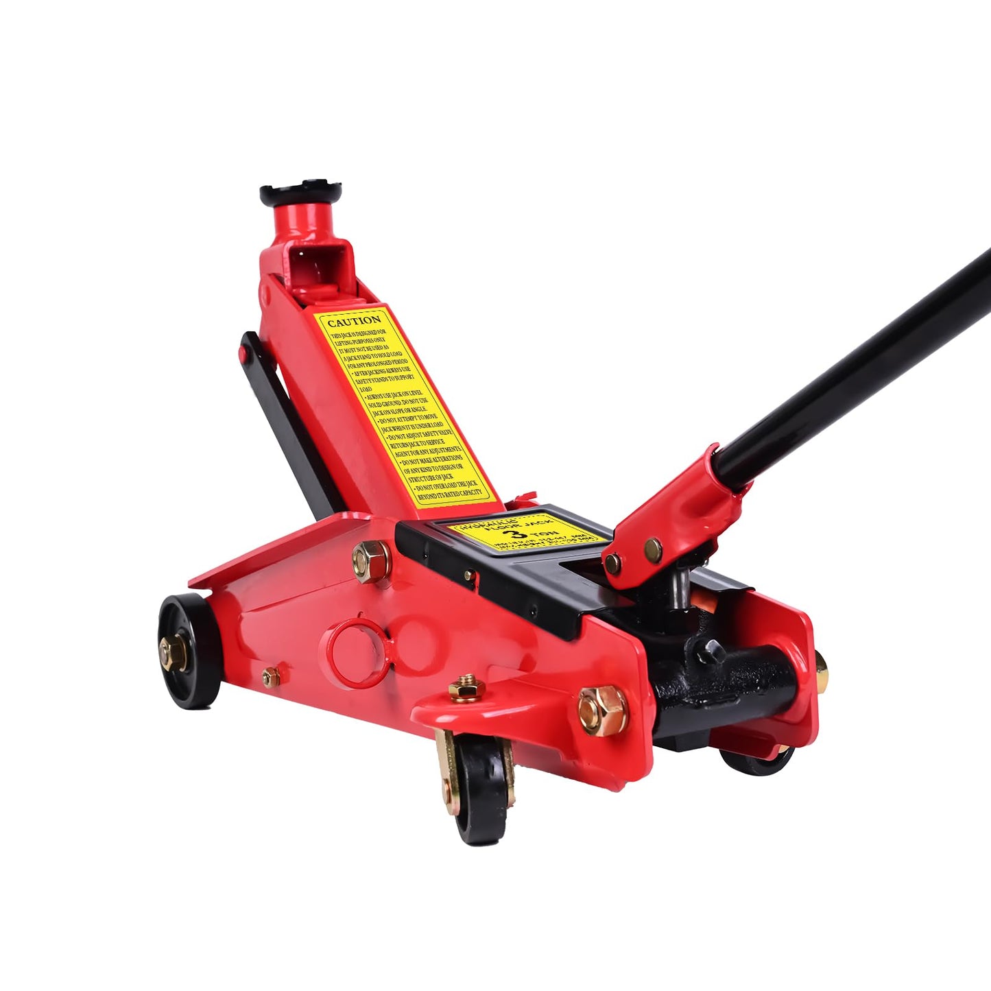 Low Profile Floor Jack 3 Ton (6,600 lbs), Heavy Duty Steel Hydraulic Racing Car Jack, Single Piston Quick Lift Pump with 10"-21.6" Lifting Range, Portable Hydraulic Floor Jack (Red)