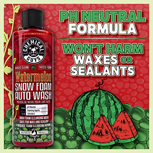 Chemical Guys CWS208 Watermelon Snow Foam Car Wash Soap (Works with Foam Cannons / Guns or Bucket Washes) Safe for Trucks, Motorcycles, RVs & More, 128 fl oz (1 Gallon), Watermelon Scent