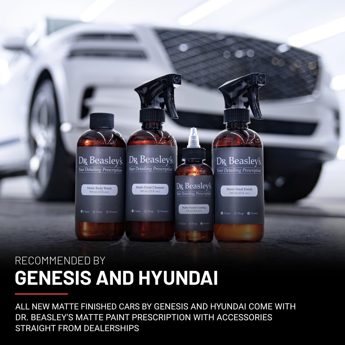 Dr. Beasley's Matte Paint Prescription Detailing Kit, Designed for Matte Cars and Motorcycles, 100% VOC Free, 2 Years of Protection, 4 Piece Set