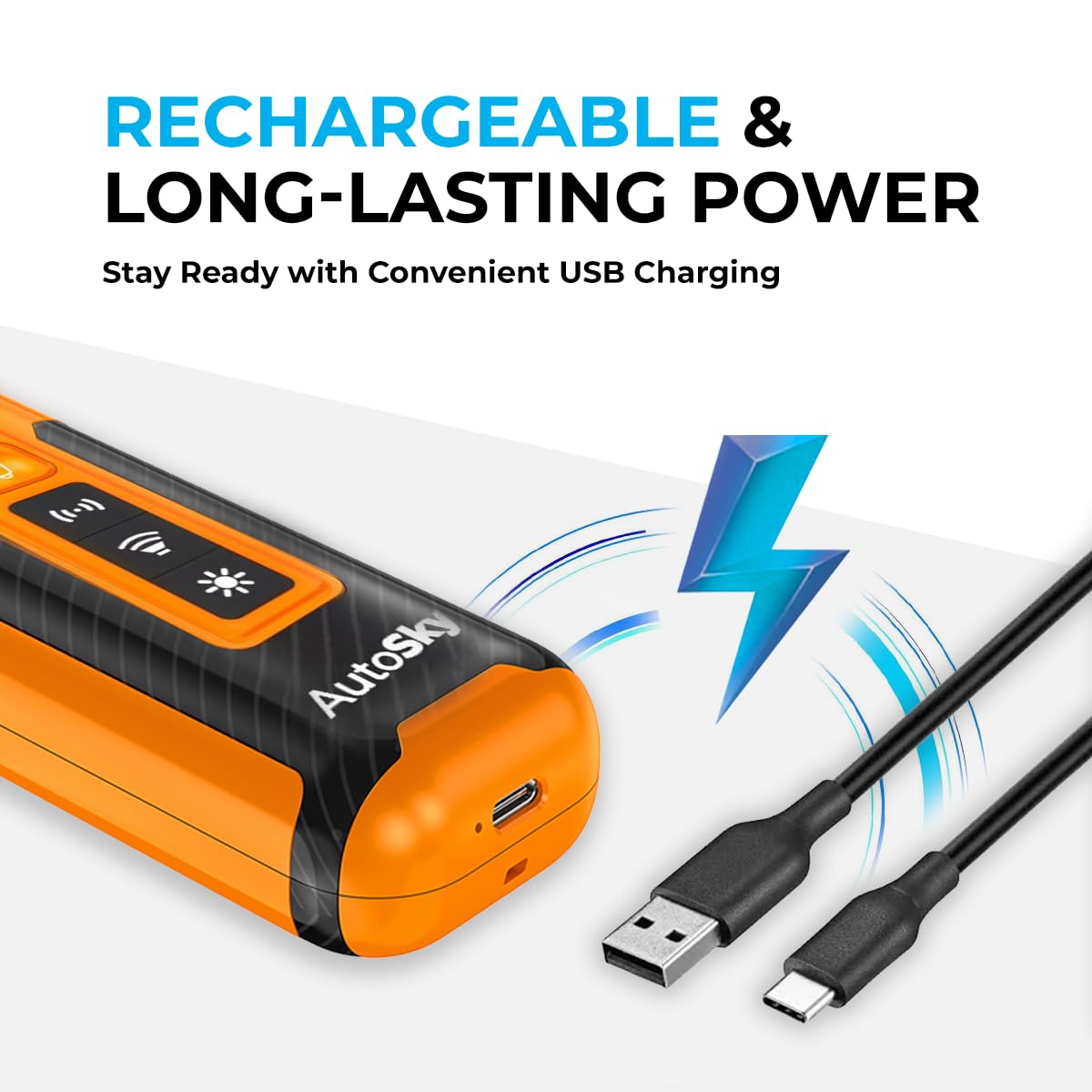 AutoSky Ultrasonic Dog Bark Deterrent & LED Flashlight – Safe, Rechargeable, Handheld Dog Trainer with Dual Modes & Twin Emitters – Indoor & Outdoor Pet Behavior Tool