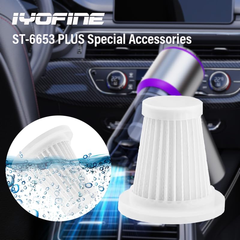 IYOFINE Car Vacuum Cleaner Original Filter Set, 5 HEPA Filter, Adapted to IYOFINE ST-6653 Plus Handheld Vacuum Cleaners,Robust and Durable, Washable 5 PCS (5 Pack)