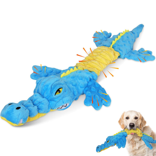 Homounter Dog Toys Cute Crocodile Squeaky Plush Pet Toy for Small to Large Breeds Interactive Chew Toy with Whistle & Crinkle Paper Tough Pet Toys for Aggressive Chewers and Puppies & Dog Lovers