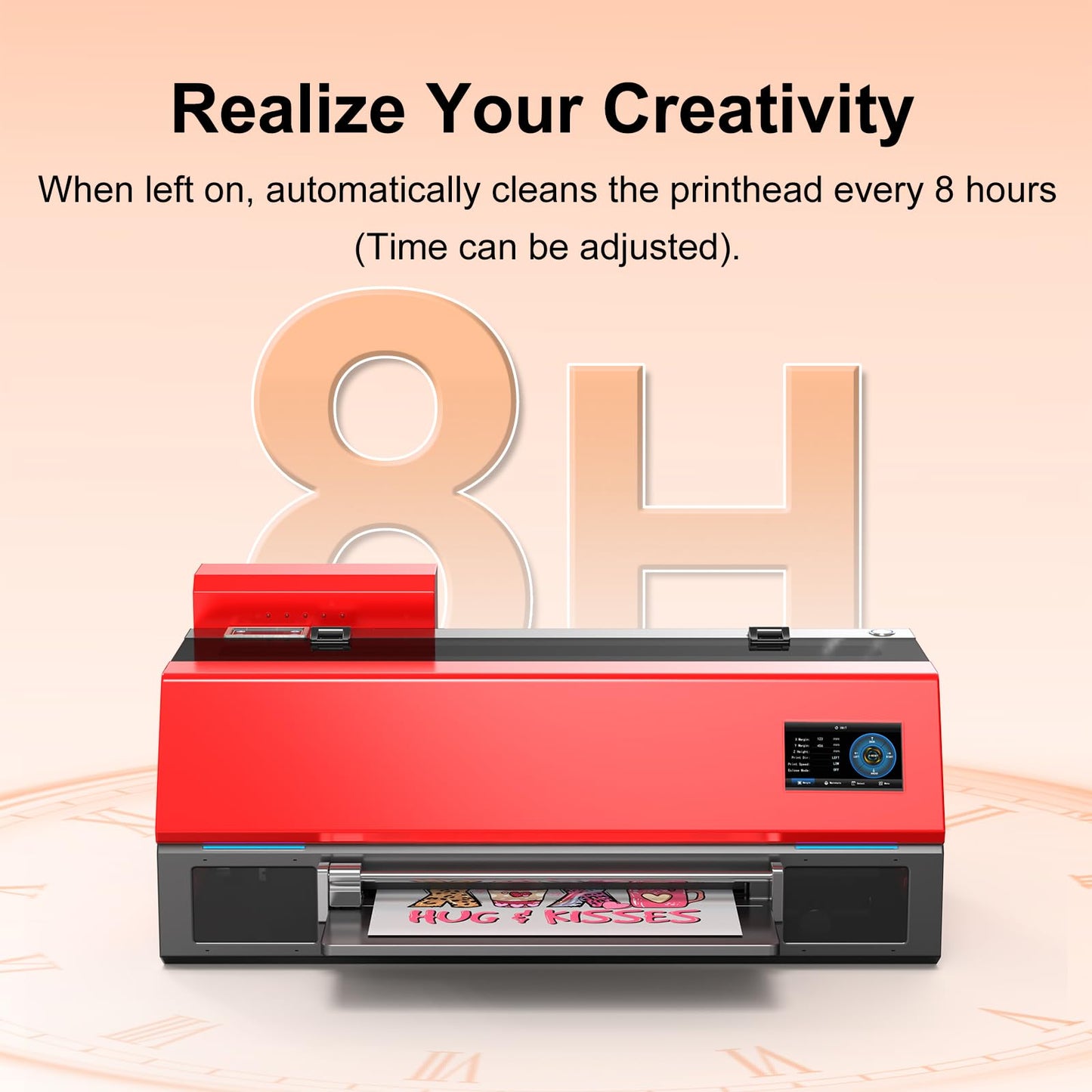 PLK A3 Plus XP600 DTF Printer, Double-Speed Than L1800/L805, 4.5'' Touch Screen, Auto-Cleaning, Dual White Ink System, Film-Cutter, Apparel Printer Machine, 2-Year Ink Included