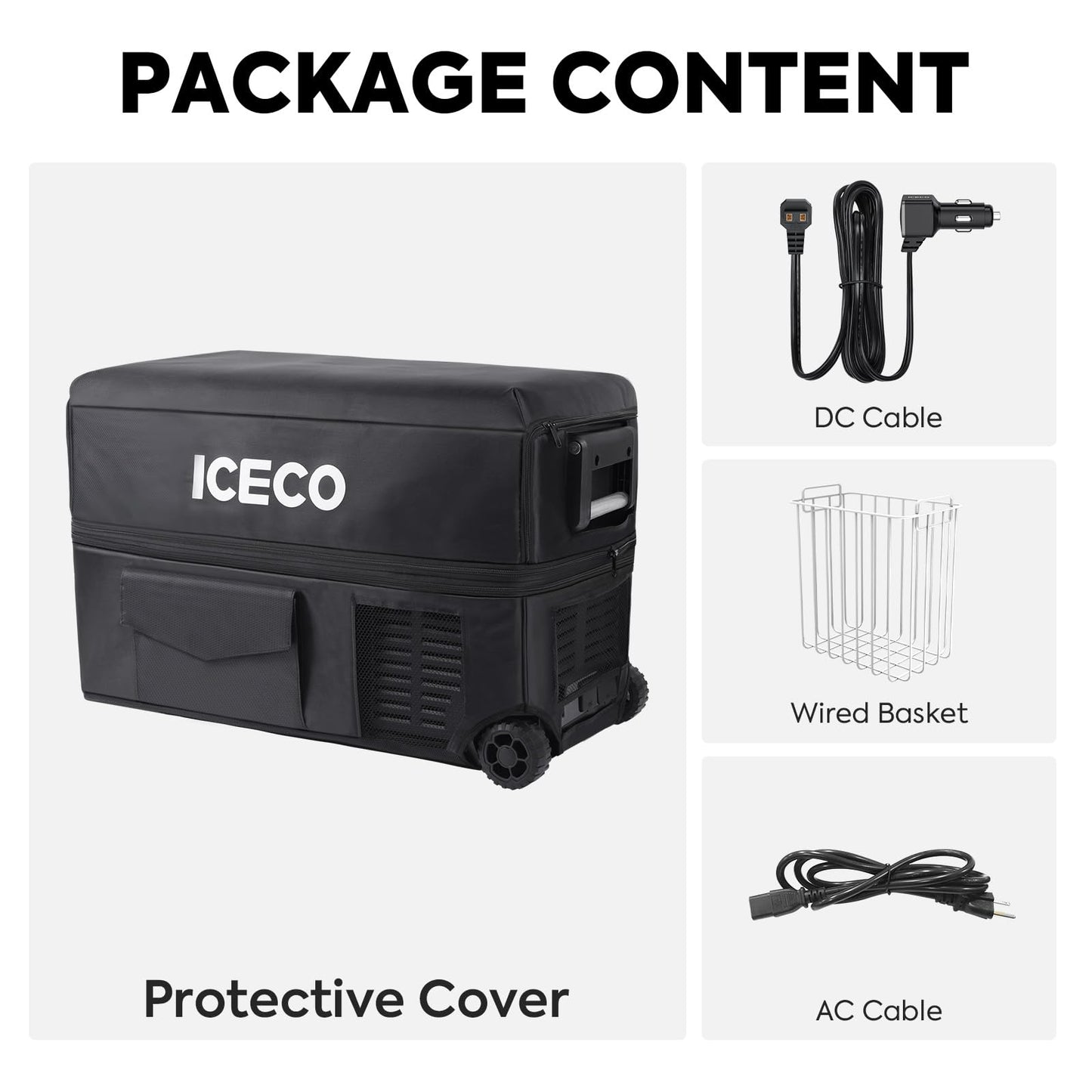 ICECO JP50 Pro Portable Refrigerator,12Volt Car Fridge Freezer, Compact Refrigerator with Secop Compressor, for Outdoor, Camping 51.7 Quart, -4℉～68℉, DC 12/24V, AC 110/240V, Multi-directional Lid