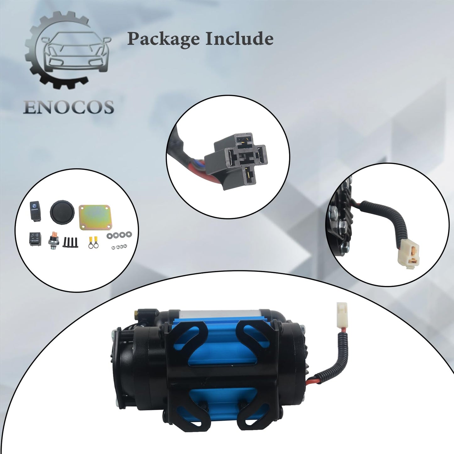 Enocos CKMA12 12V On-Board High Performance Single Air Compressor Fits for Inflating Tires, Air Lockers Locking Differentials, Pneumatic Tools, etc