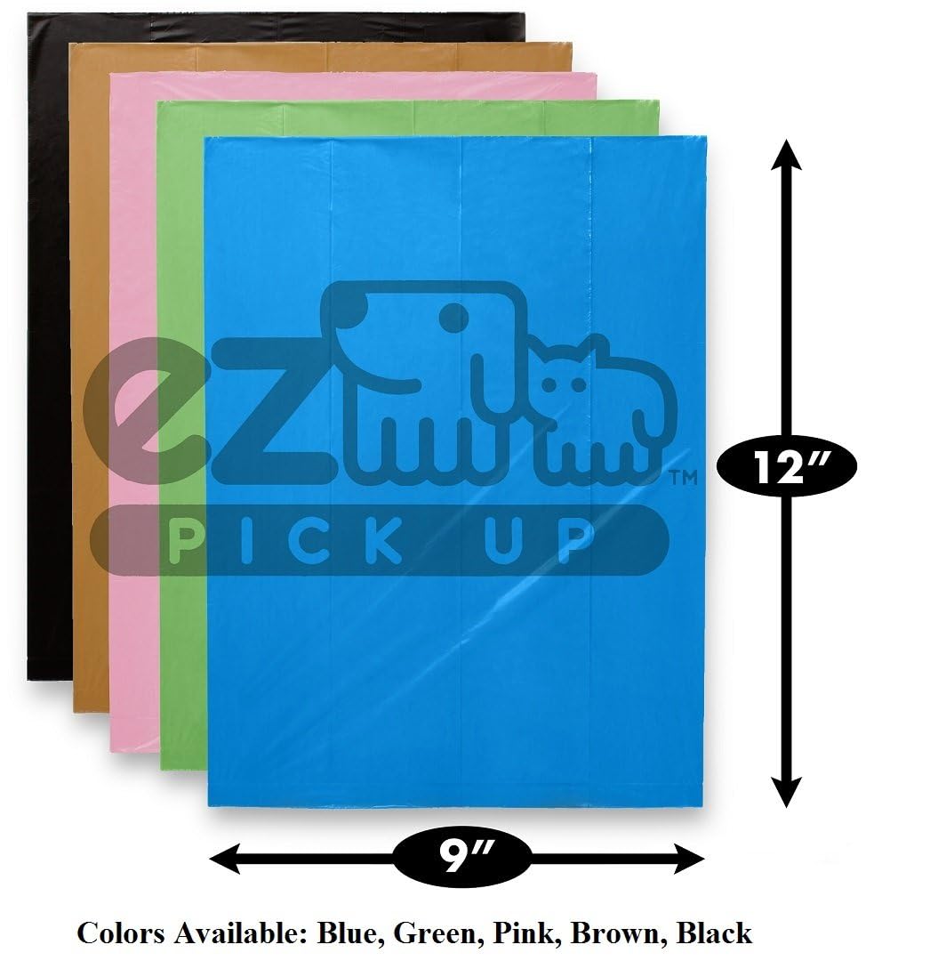 EZ 1000 Pet Dog Waste Poop Bags, Black, 9"x12", Dog Pickup Waste Disposal Bags