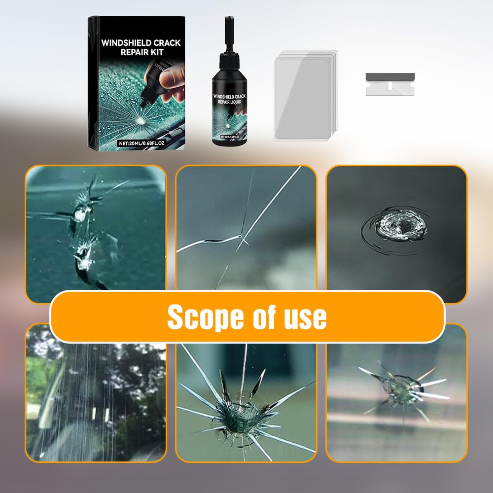 JUDUNA Upgrade Windshield Crack Repair Kit, Cracks Gone Glass Repair Kit Car Windshield Crack Repair Fluid, Car Glass Repair Glue Scratch Chip Cracks Repair Kit Automotive Windscreen Tool (1PC)