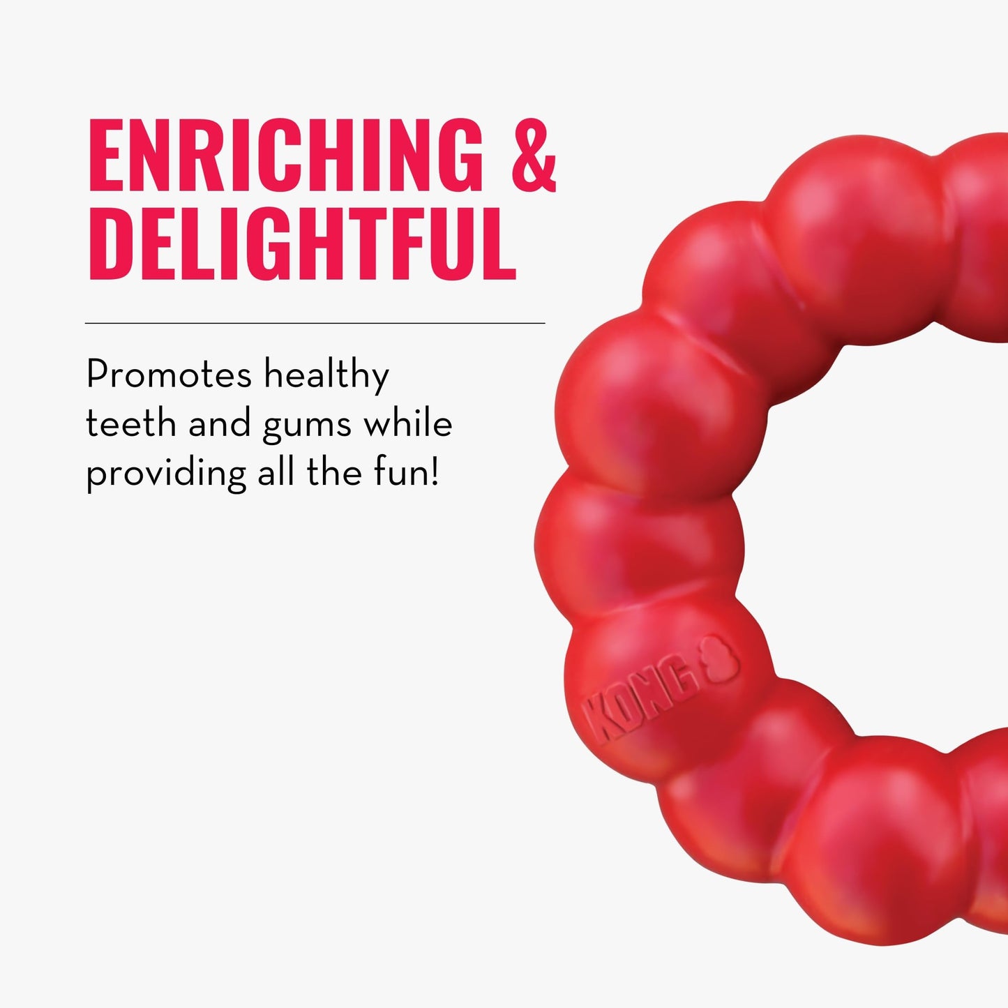 KONG Ring - Natural Rubber Ring Toy for Healthy Chewing Habits - Chew Toy Supports Dog Dental Health - Dog Toy Supports Instincts During Playtime - for Small/Medium Dogs