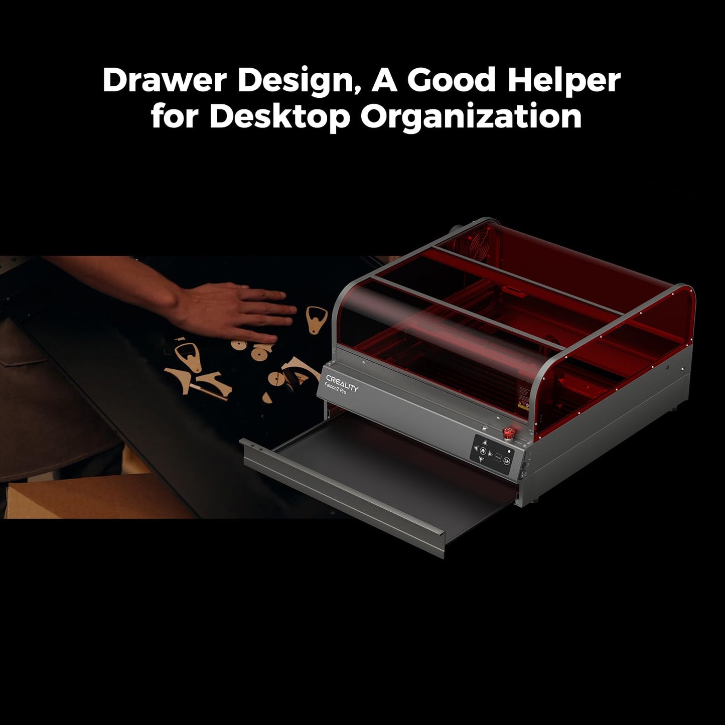 Creality Falcon2 Pro 22W Laser Engraver-Desktop Diode 120W Output with Integrated Enclosure, Camera&Air Assist for Batch Process, 500mm/s, Laser Cutter and Engraver Machine for Wood/Acrylic/Metal