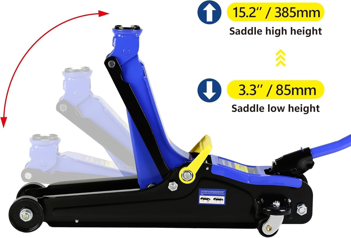 KUVADAZ 2 Ton Low Profile Floor Jack, Heavy Duty With Single Piston Quick Lift Pump, Steel Car Jack Adjustable Height 3.3"-15.2", Hydraulic Trolley 4000 LBS Capacity, Blue