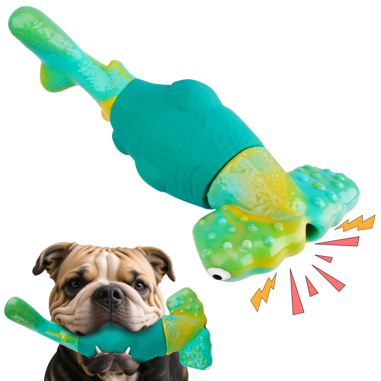 BIKIISEN Dog Toys for Aggressive Chewers, Interactive Dog Chew Toys for Large Dogs, Squeaky Chew Toys to Keep Them Busy, Tough Toys for Medium/Large Breed (Green)