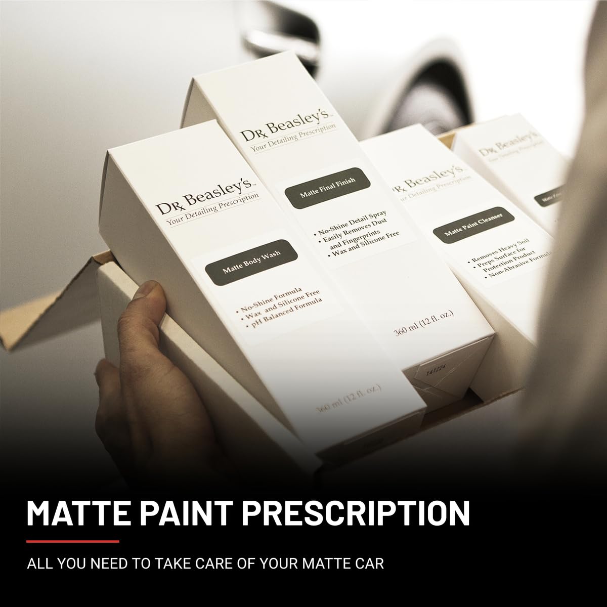 Dr. Beasley's Matte Paint Prescription Detailing Kit, Designed for Matte Cars and Motorcycles, 100% VOC Free, 2 Years of Protection, 4 Piece Set